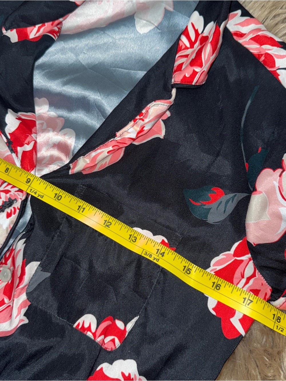 VICTORIA'S SECRET Intimates Black Satin Pink Floral Romper Tie Elastic Waist XS - Picture 12 of 13